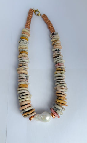 Pearl and stone necklace