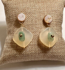 Quartz and Jade earrings