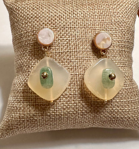 Quartz and Jade earrings