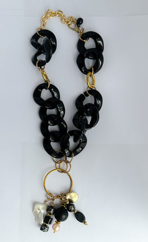 Black Acrylic Link Necklace